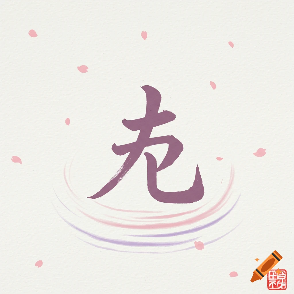 Japanese hiragana character 'あ' (A) in purple calligraphy on a light textured background with pink petals.