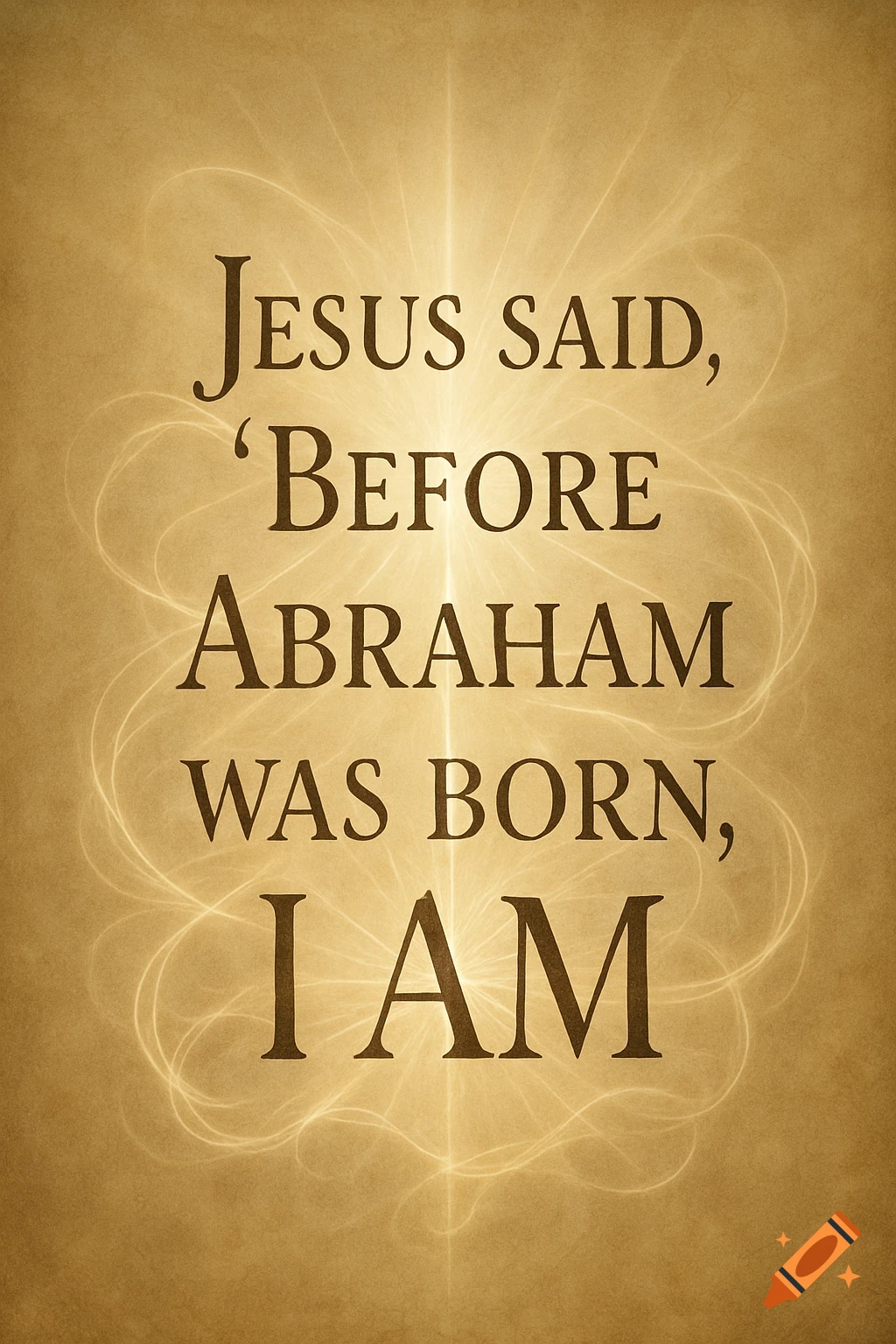 Religious quote 'Jesus said, Before Abraham was born, I AM' on a golden, illuminated, textured background.