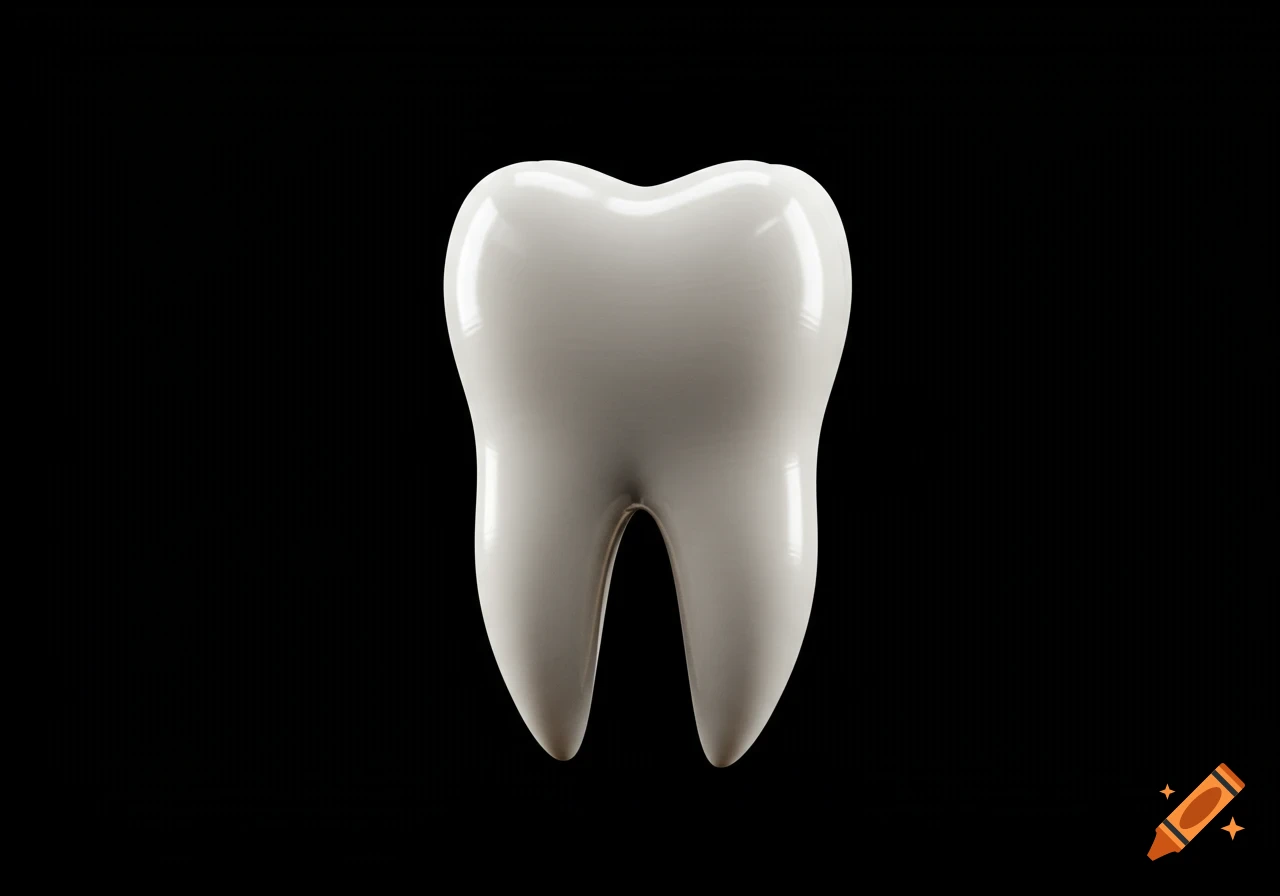 A perfectly rendered white tooth isolated on a black background.