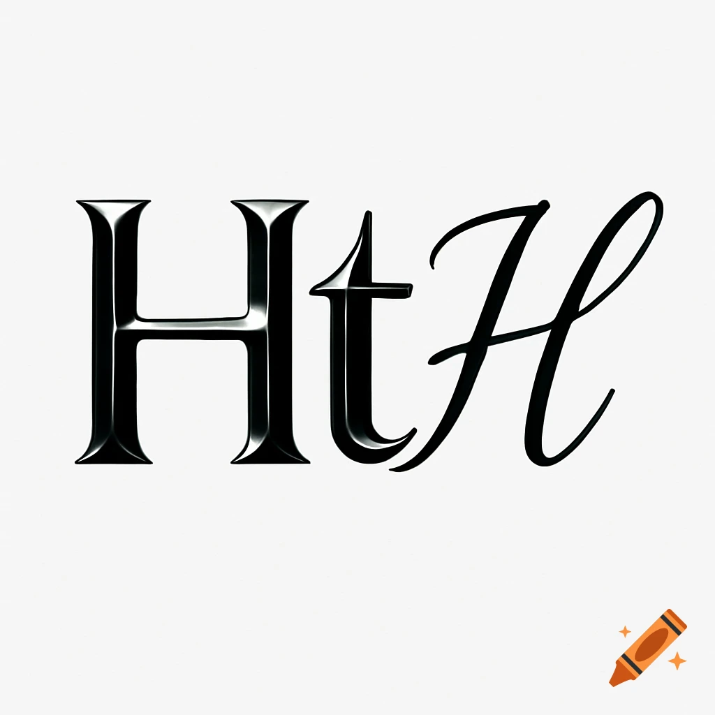 The letters 'HtH' in black on a white background. The first two letters are a glossy, futuristic serif font, and the third is a flowing, handwritten script.