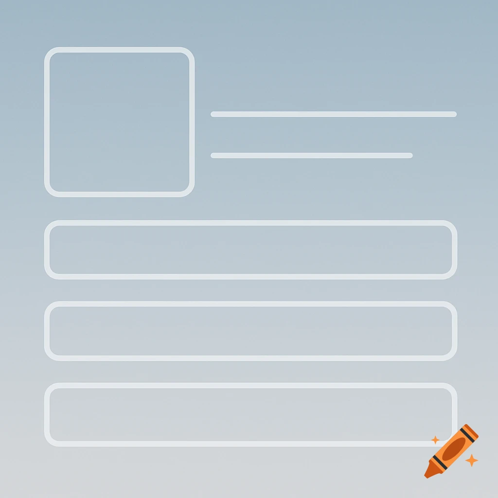 A blank job application form template with a square picture box and multiple rounded rectangular text input fields on a gradient blue background.