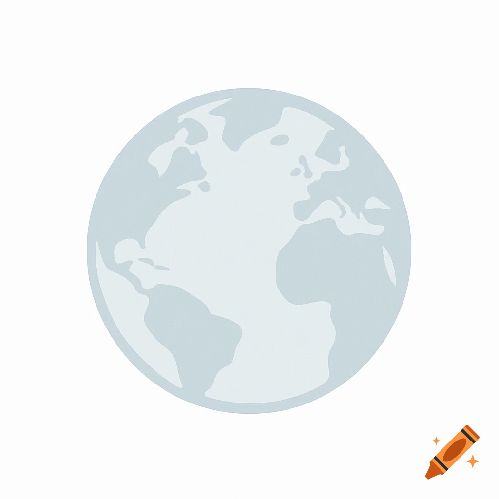 A light blue-grey, stylized globe showing continents, on a white background, suitable for a logo.