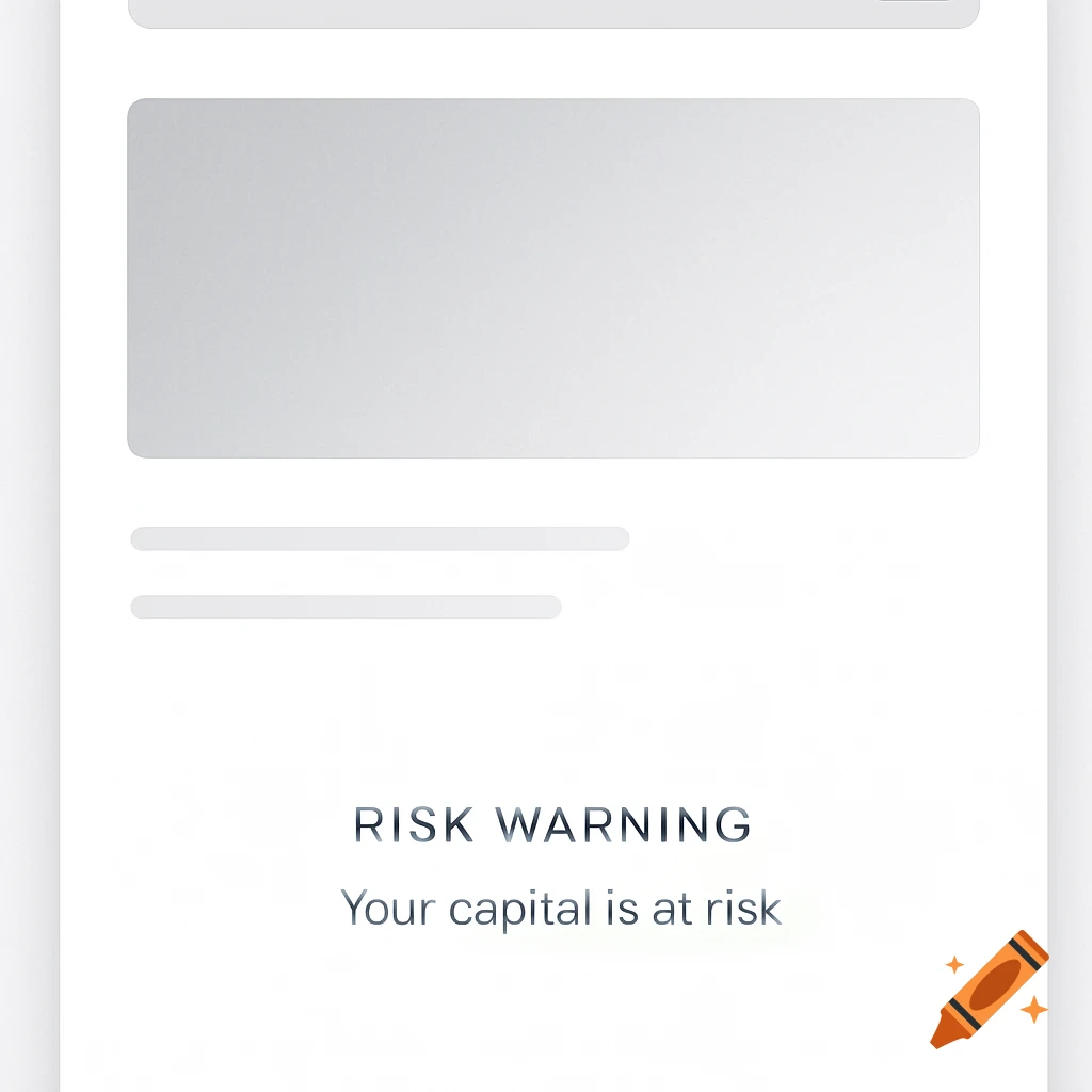 Clean website UI with a 'RISK WARNING: Your capital is at risk' message below a grey content placeholder.