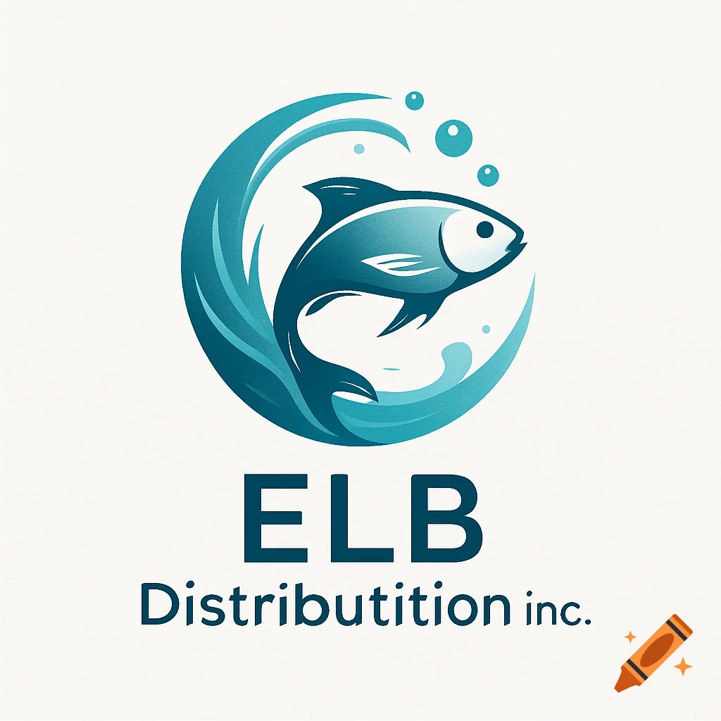 A blue and teal logo features a fish jumping out of stylized waves, with the text "ELB Distributition inc." below.