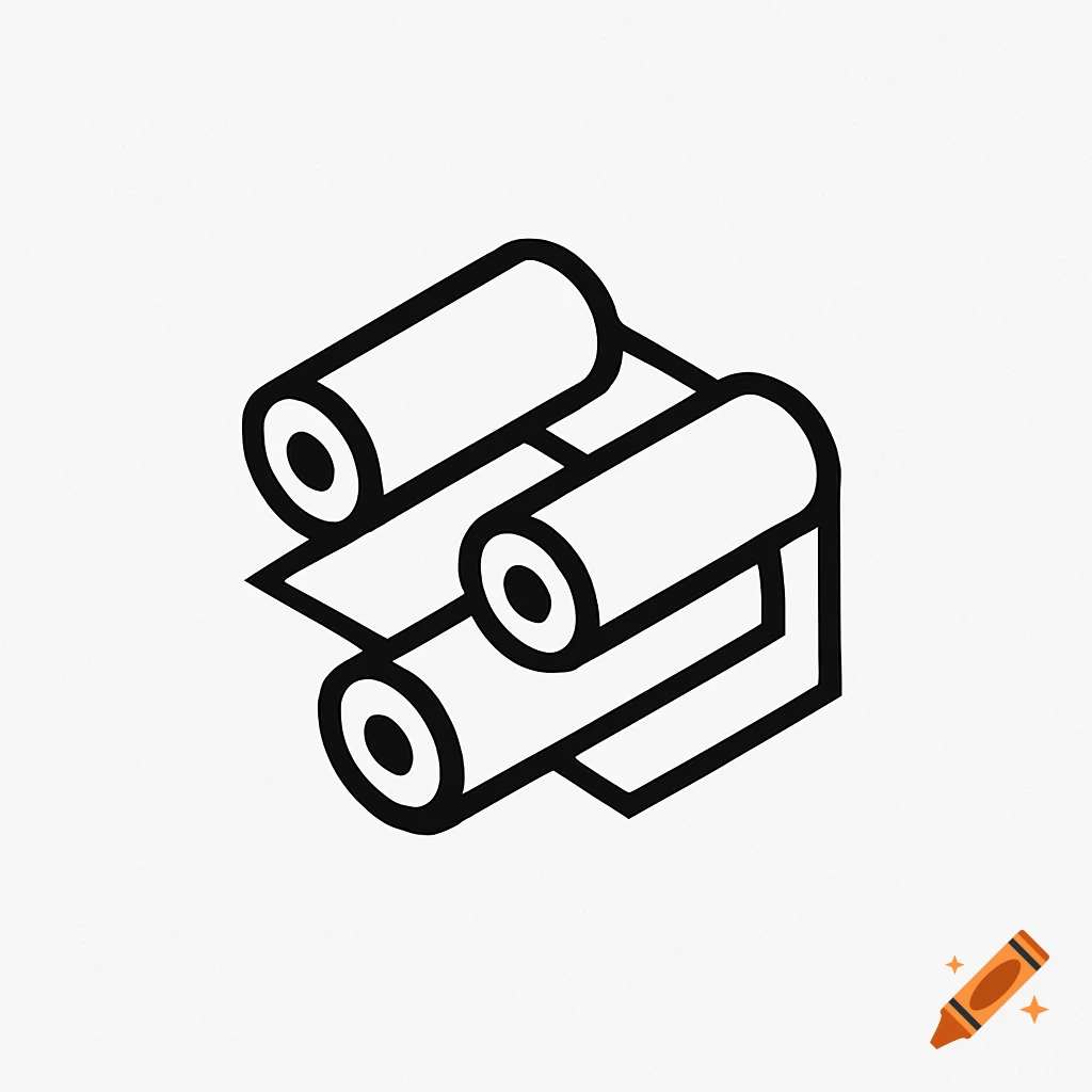 Stylized black and white isometric logo depicting three rollers and a conveyor belt.