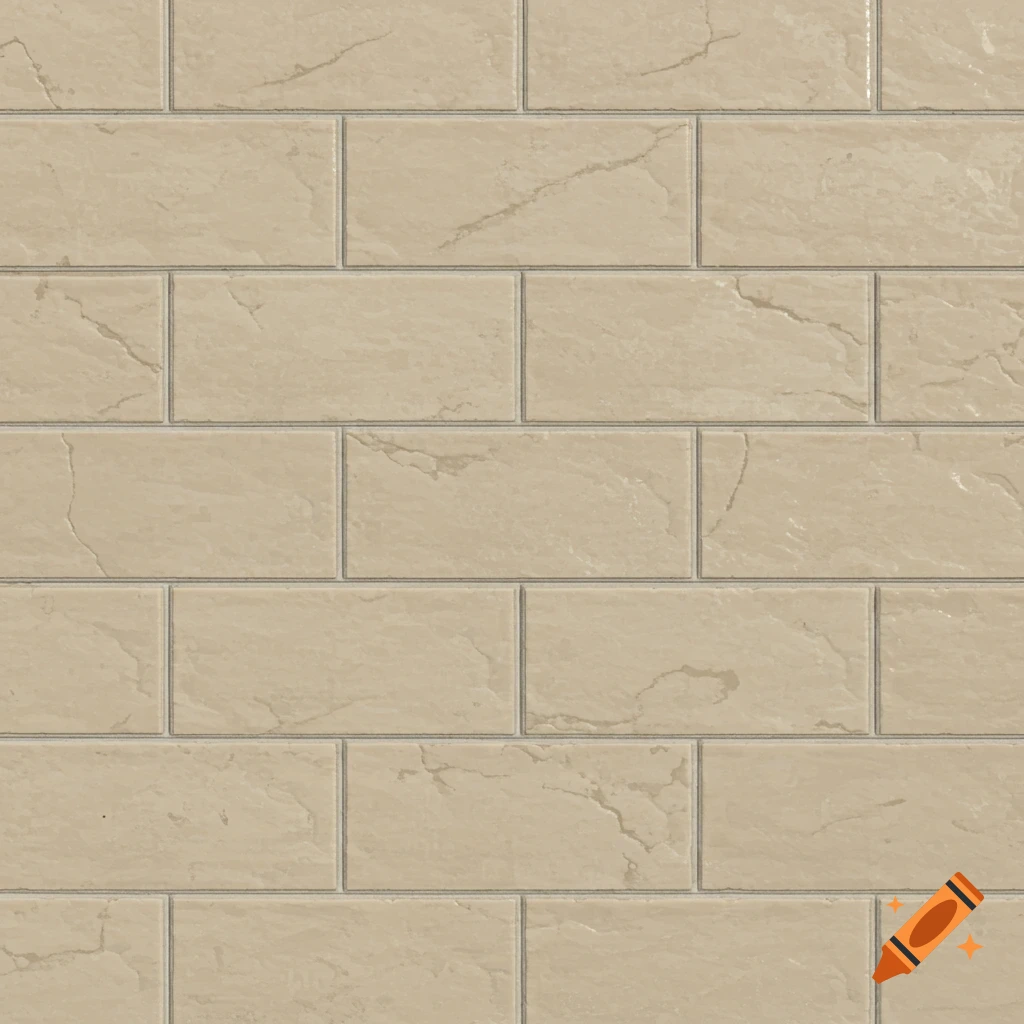 A seamless texture of light beige rectangular bricks with subtle veining, arranged in a staggered pattern.