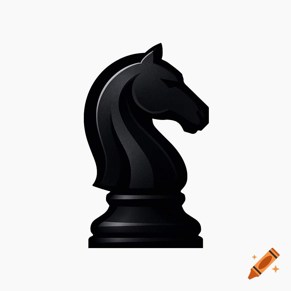 A stylized black chess knight logo on a white background.