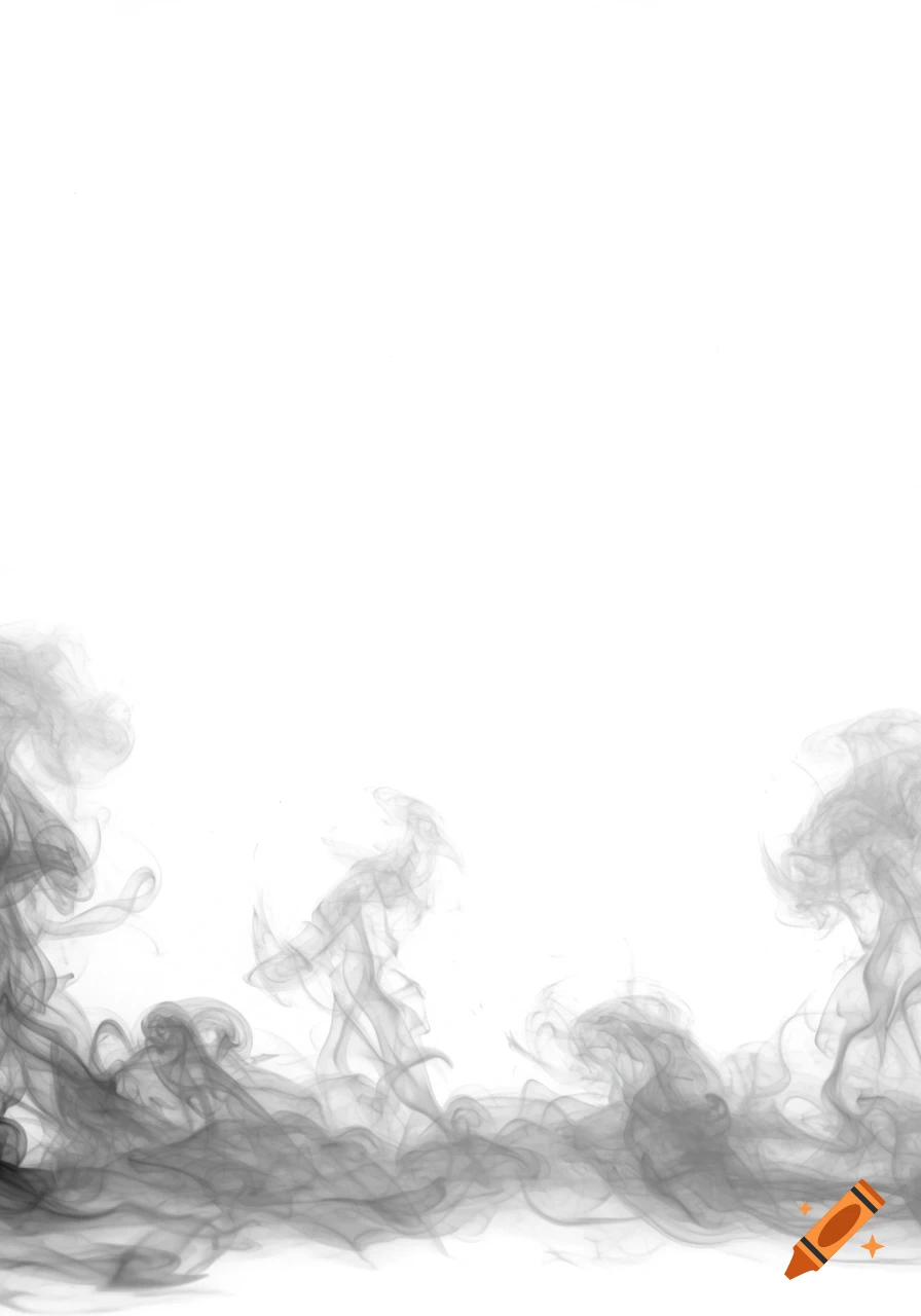 Wisps of gray smoke rise from the bottom against a clean white background.