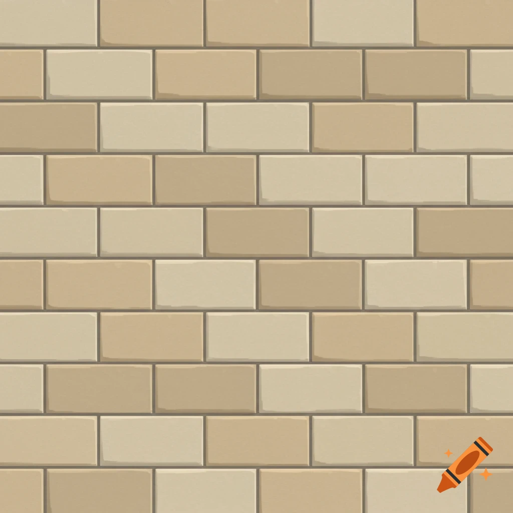 A seamless pattern of beige and light brown rectangular bricks, in a stylized pixel art texture.
