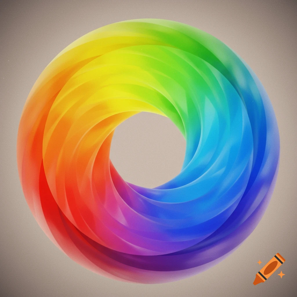 A vibrant, smooth rainbow color wheel, a torus shape, with colors blending seamlessly against a light background.