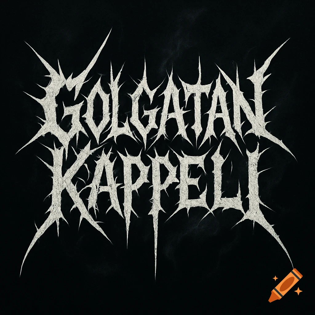 White spiky heavy metal band logo text 'GOLGATAN KAPPELI' on a black background.