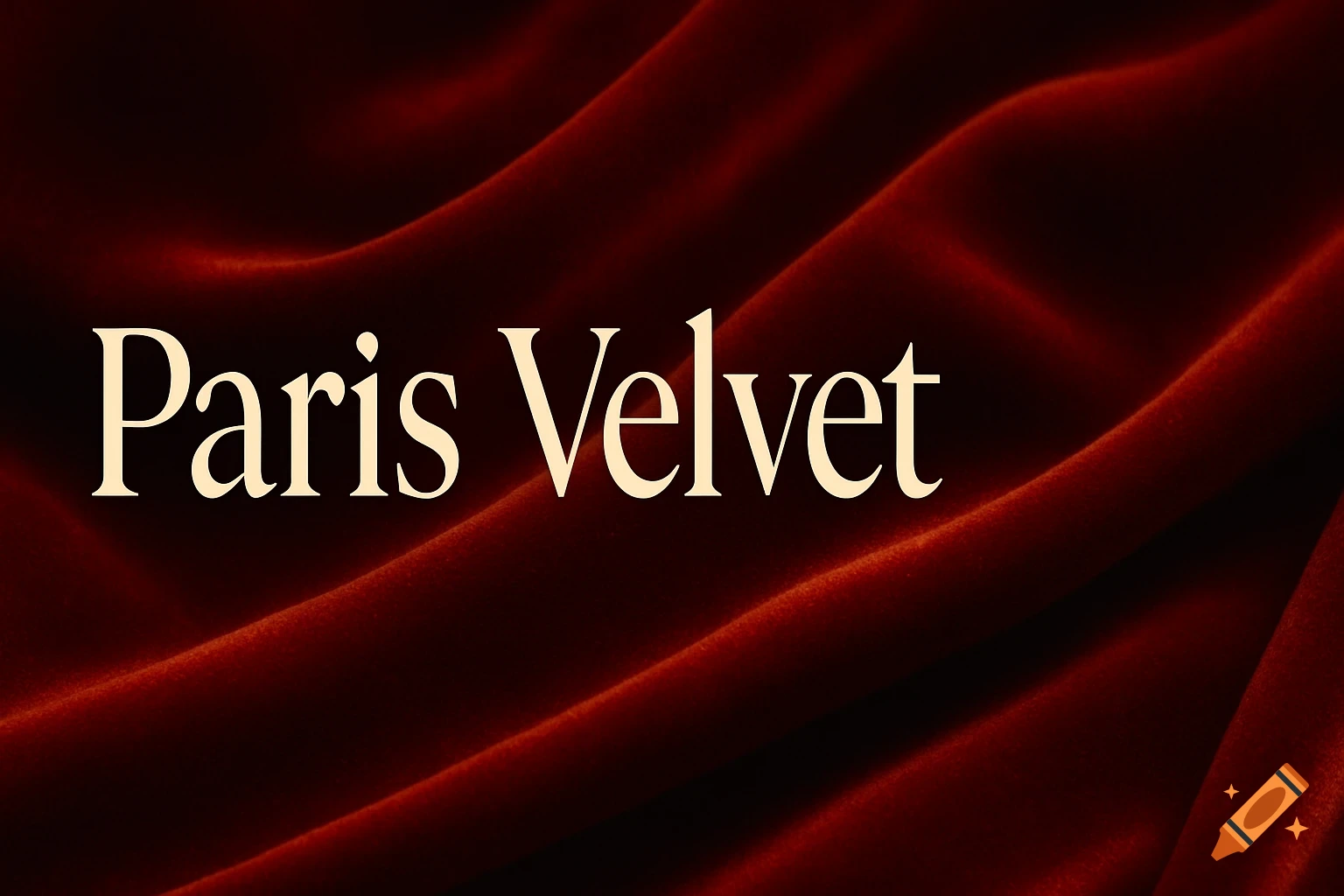 Elegant text 'Paris Velvet' on a rich, draped red velvet background, luxury aesthetic.