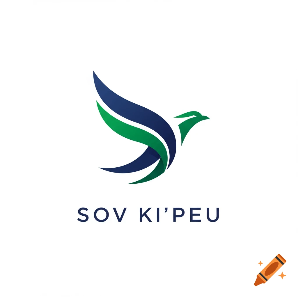 Stylized bird logo in blue and green with the text 'SOV KI'PEU' below it on a white background.