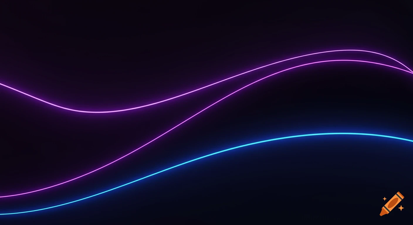 A dark background with two wavy, glowing neon lines, one magenta and one cyan.