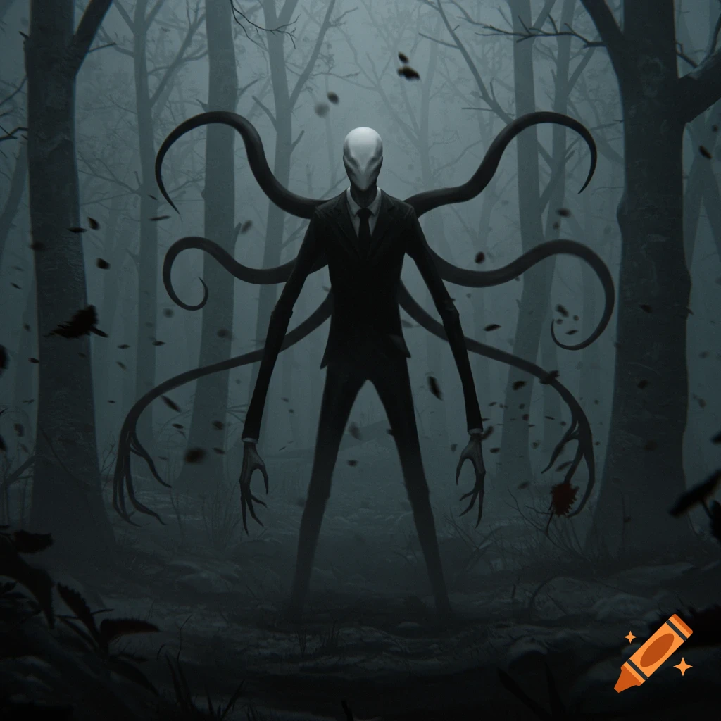 A tall, faceless figure in a black suit with multiple dark tentacles ...