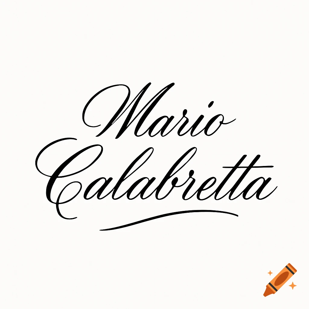 Elegant black script calligraphy of "Mario Calabretta" on a plain white background.
