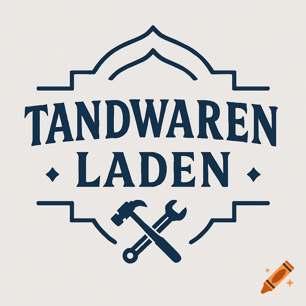 A logo featuring text "TANDWAREN LADEN" and crossed hammer and wrench tools on a light background.