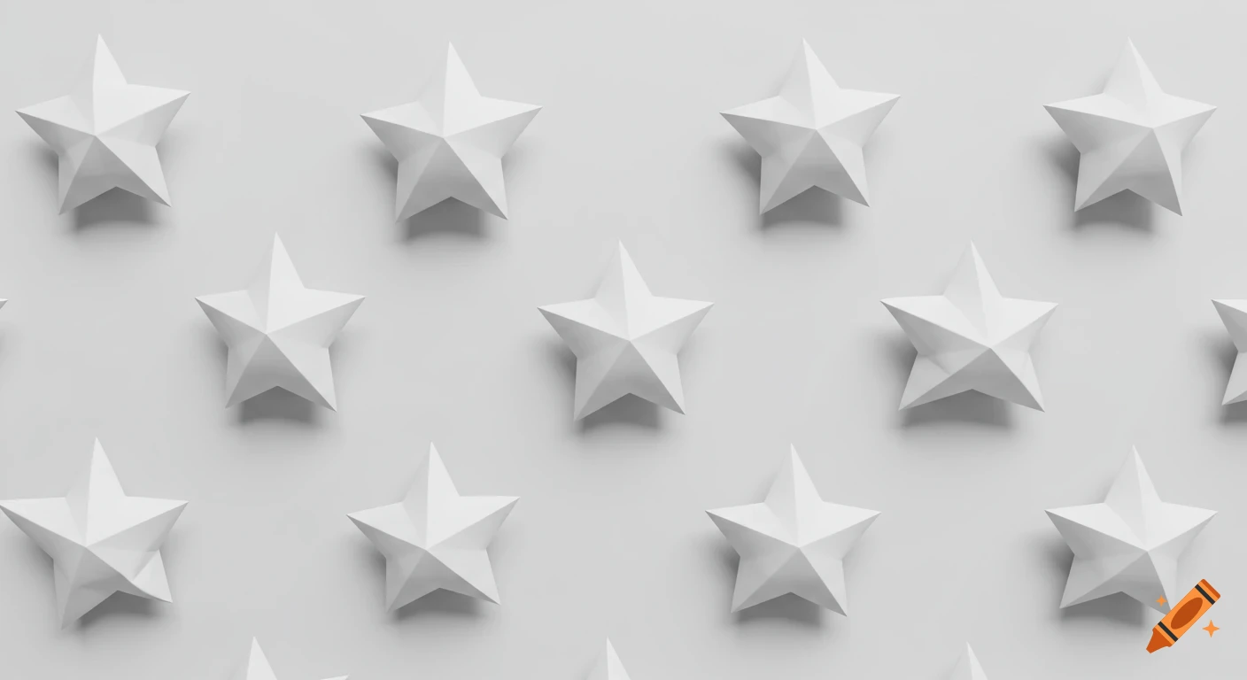 A repeating pattern of white origami paper stars on a light gray background.