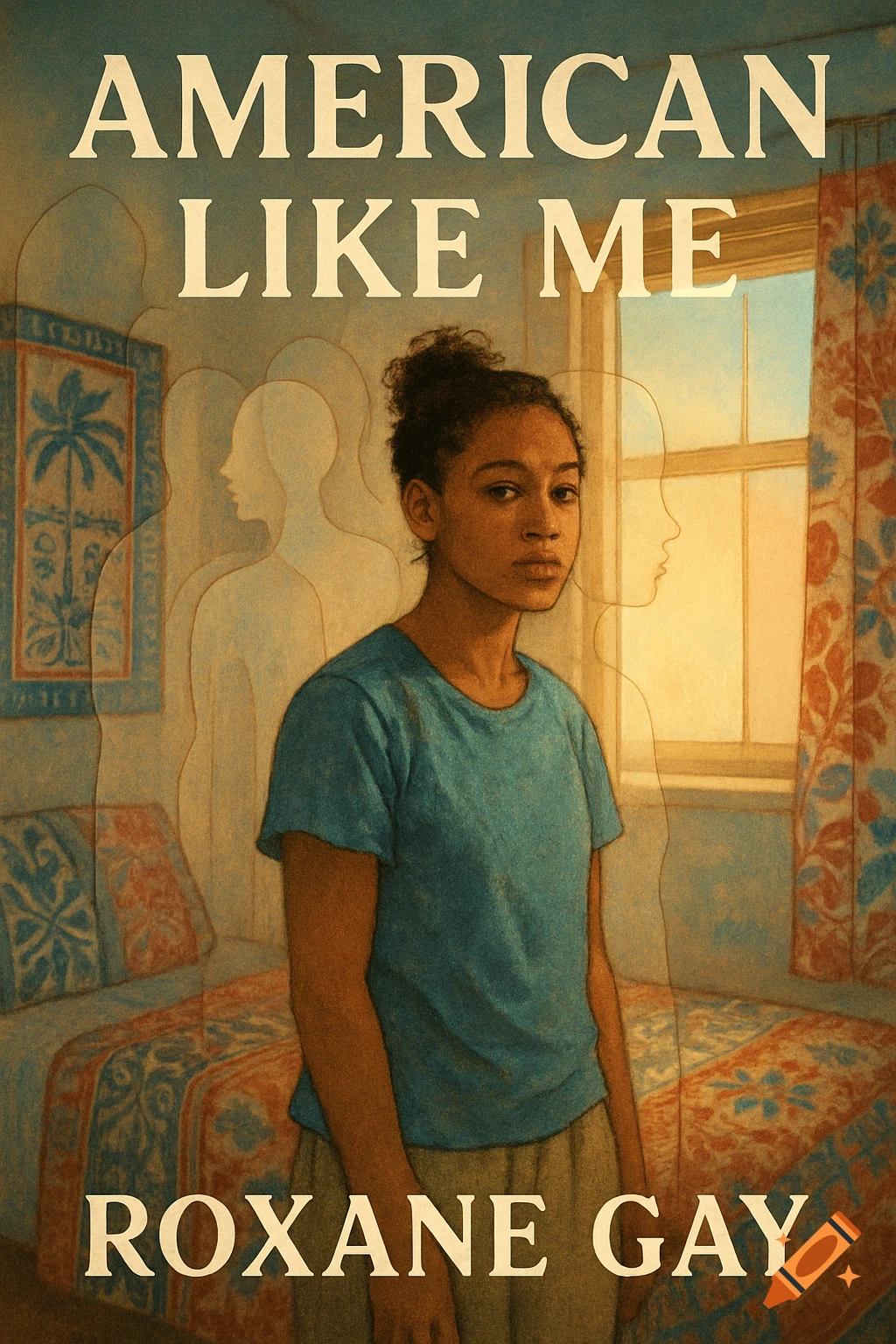 Illustrated book cover titled 'AMERICAN LIKE ME' by 'ROXANE GAY ...
