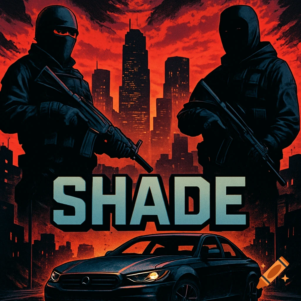 Comic book style poster with two masked figures holding rifles, a ...
