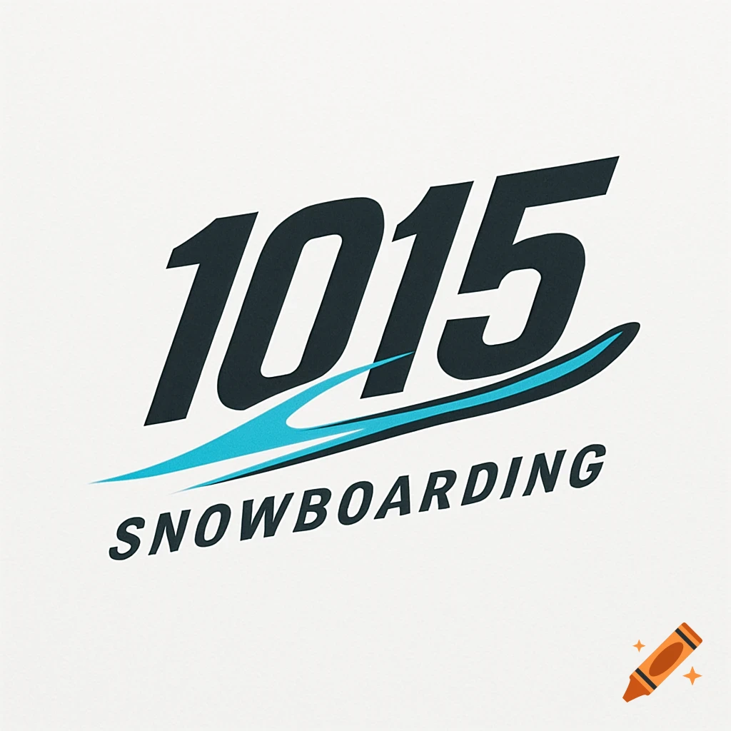 Modern logo with slanted dark gray numbers '1015', a blue flowing line, and 'SNOWBOARDING' text on a white background.