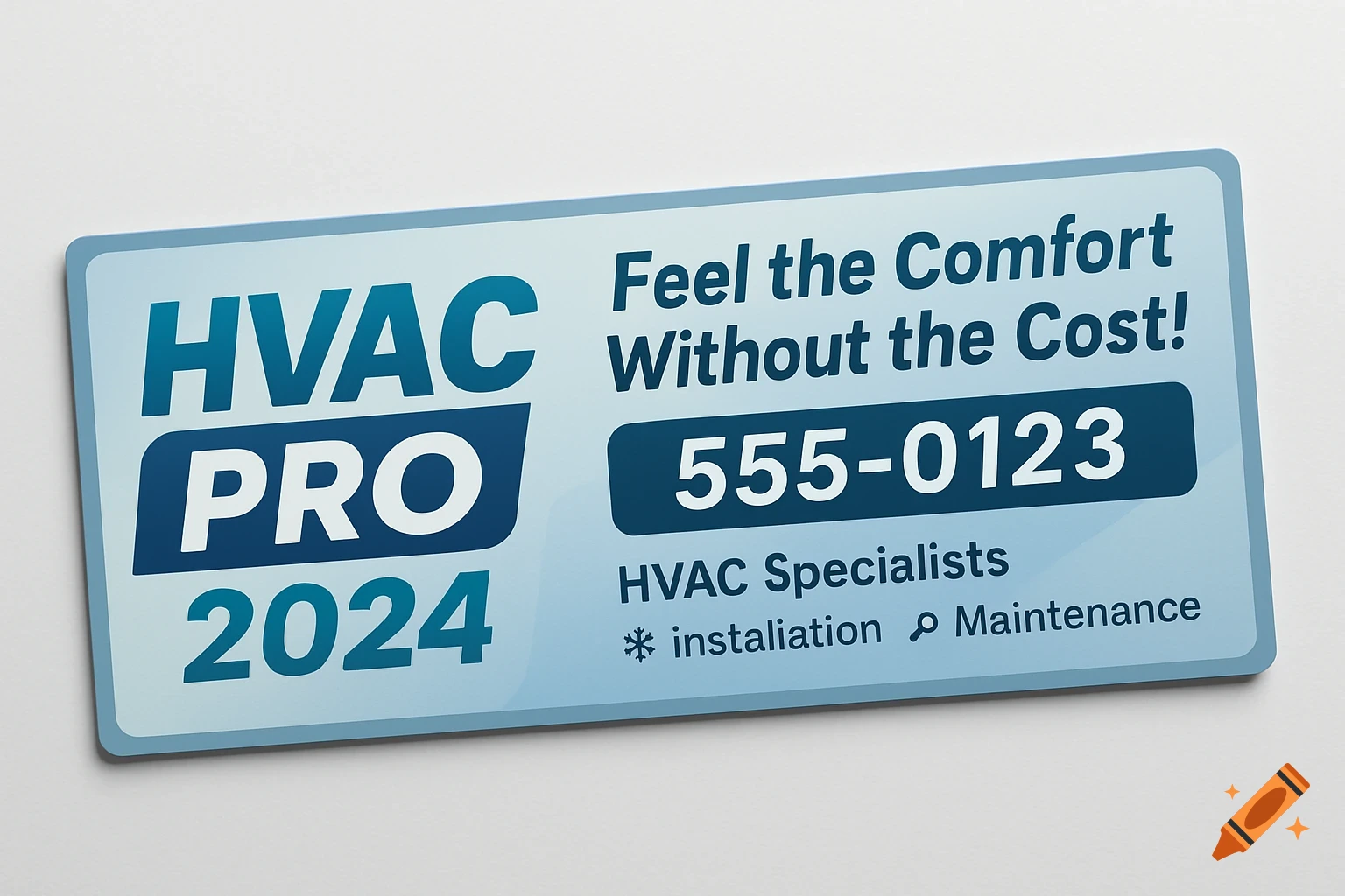 HVAC PRO 2024 flyer with 'Feel the Comfort Without the Cost!', phone number 555-0123, and services listed.