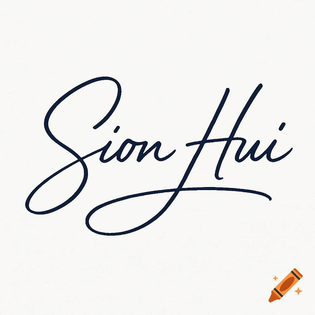 A dark blue cursive signature for "Sion Hui" on a plain white background.