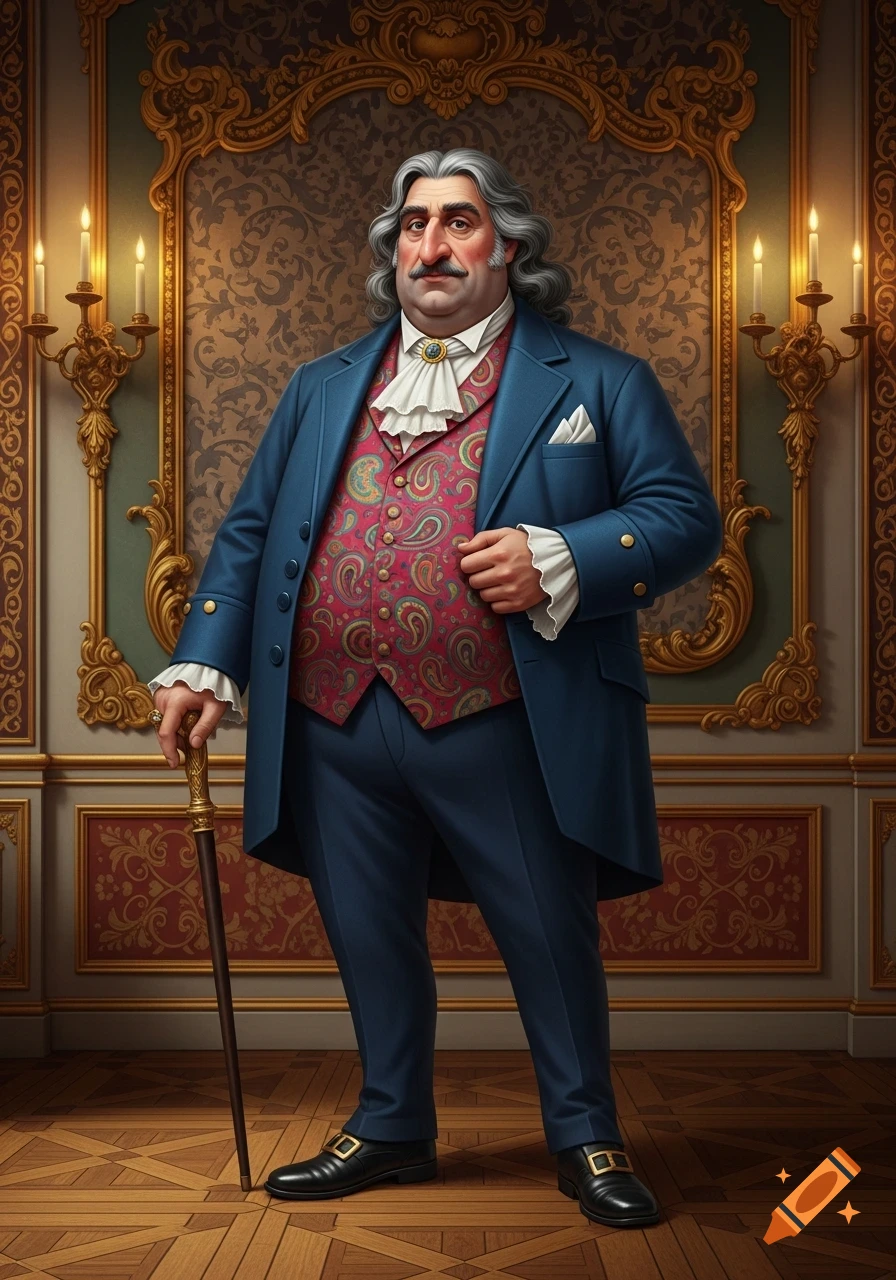 Portly Definition A portly gentleman with grey hair and mustache, in a blue tailcoat and ...