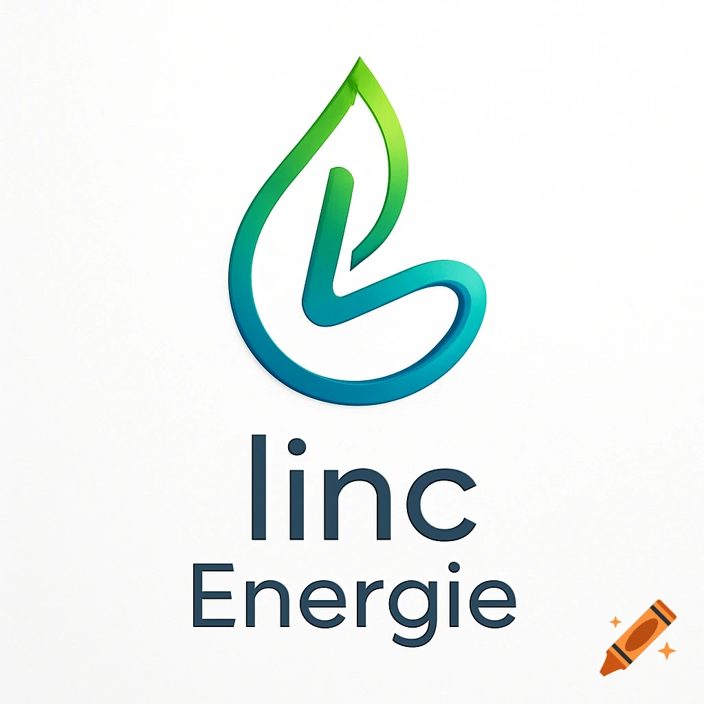 Green and blue stylized leaf and 'L' logo with the text 'linc Energie'.