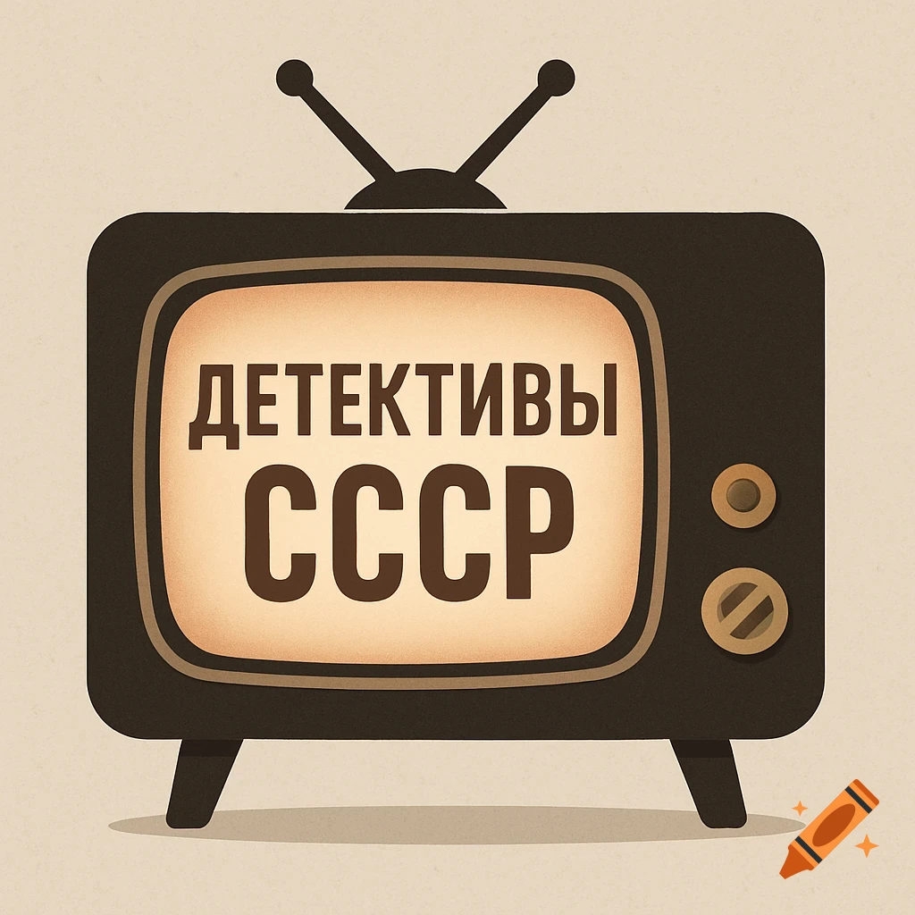 A retro-style television icon with rabbit-ear antennae and the Russian text "ДЕТЕКТИВЫ СССР" (Detectives USSR) on its screen.