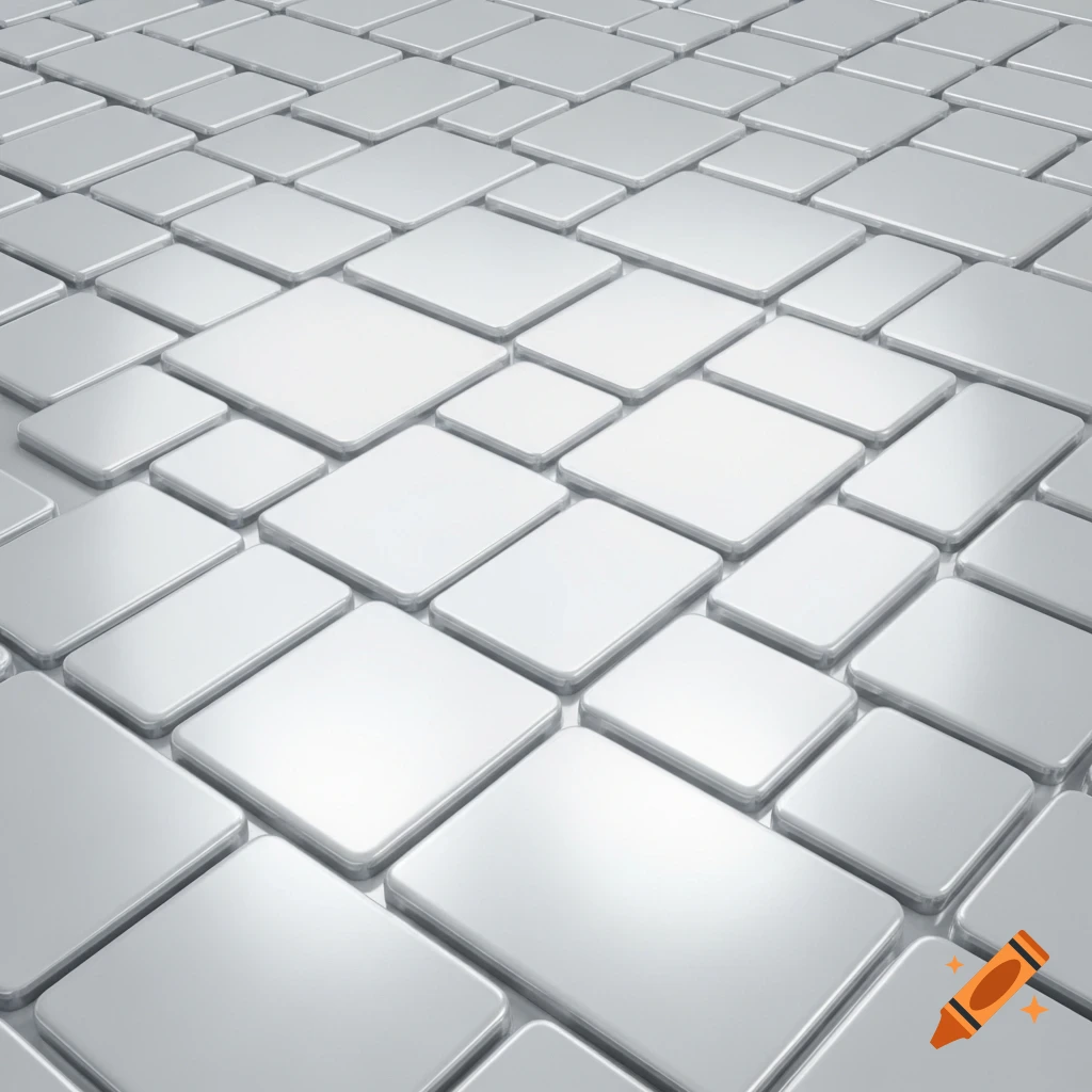 A seamless pattern of metallic silver rhombus and rectangular tiles in a grid, creating a textured background.