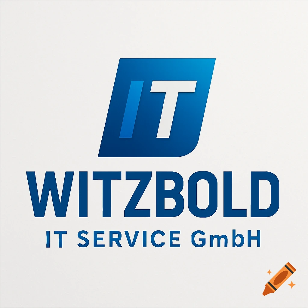 A blue and white logo for WITZBOLD IT Service GmbH, featuring "IT" in a stylized blue trapezoid above the company name.
