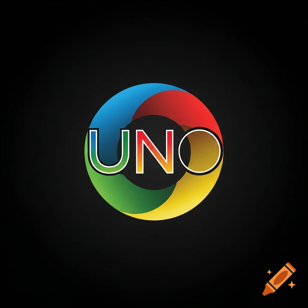 The colorful UNO logo with segmented blue, red, yellow, and green circle on a black background.