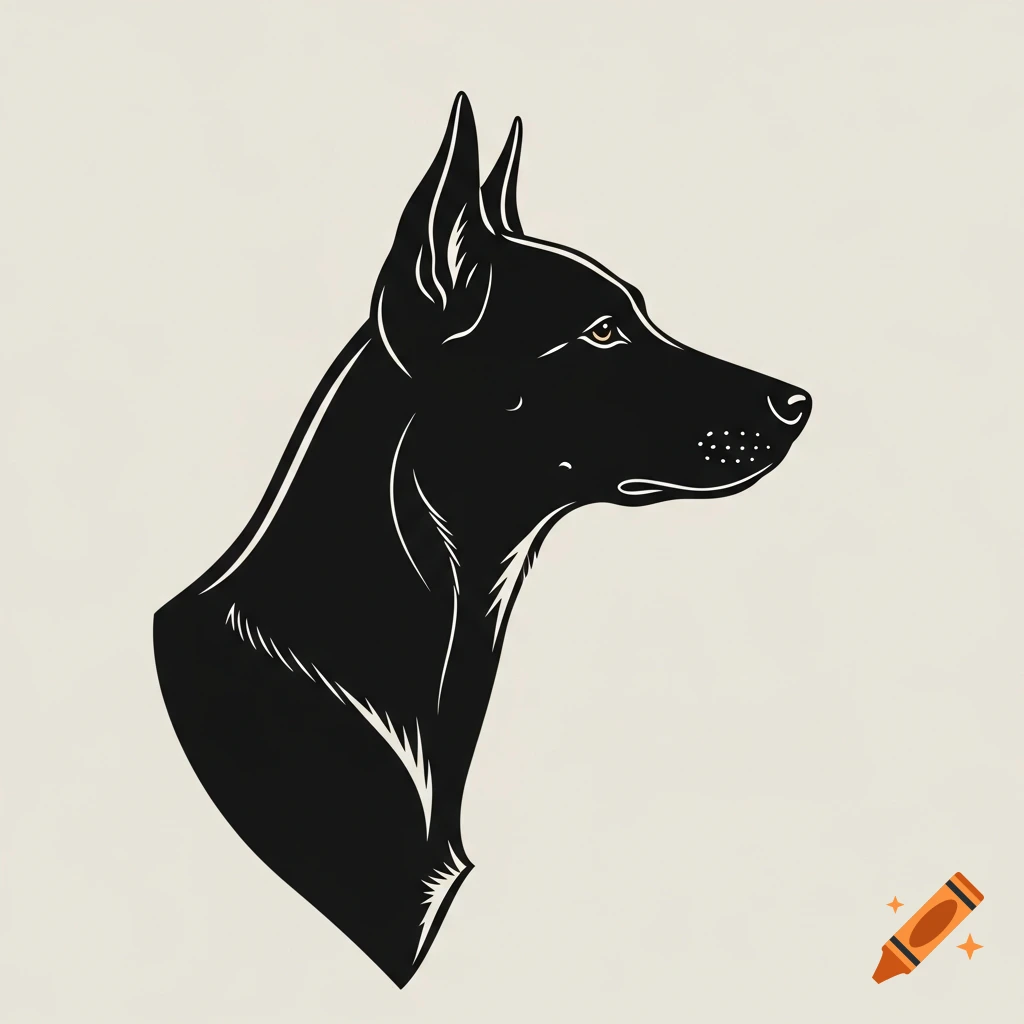 Black dog clip art, head and neck in profile against a light background.