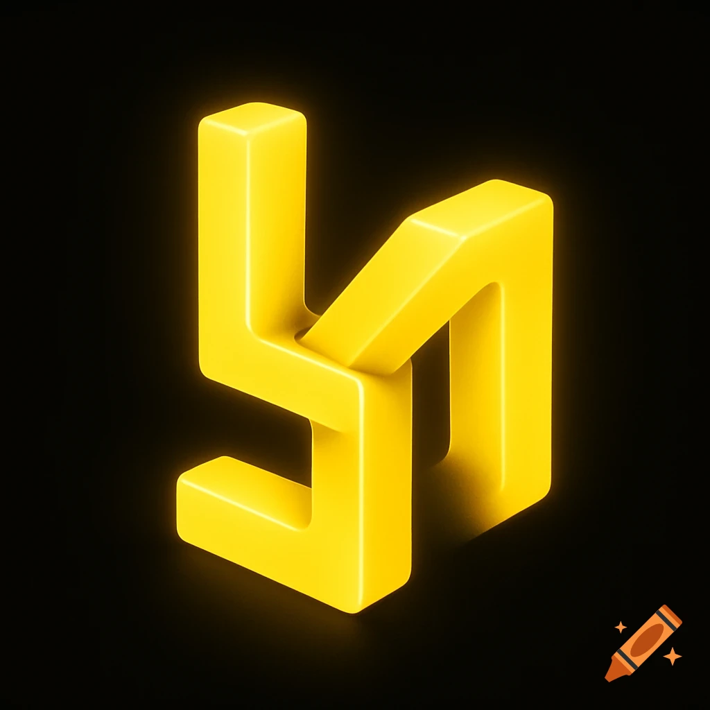 Two glowing yellow 3D L-shaped objects interlocked on a black background.