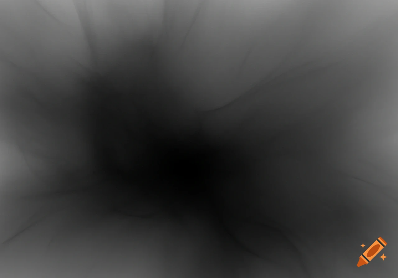 A dark, abstract gradient background with subtle wispy grey light radiating from a central black void.
