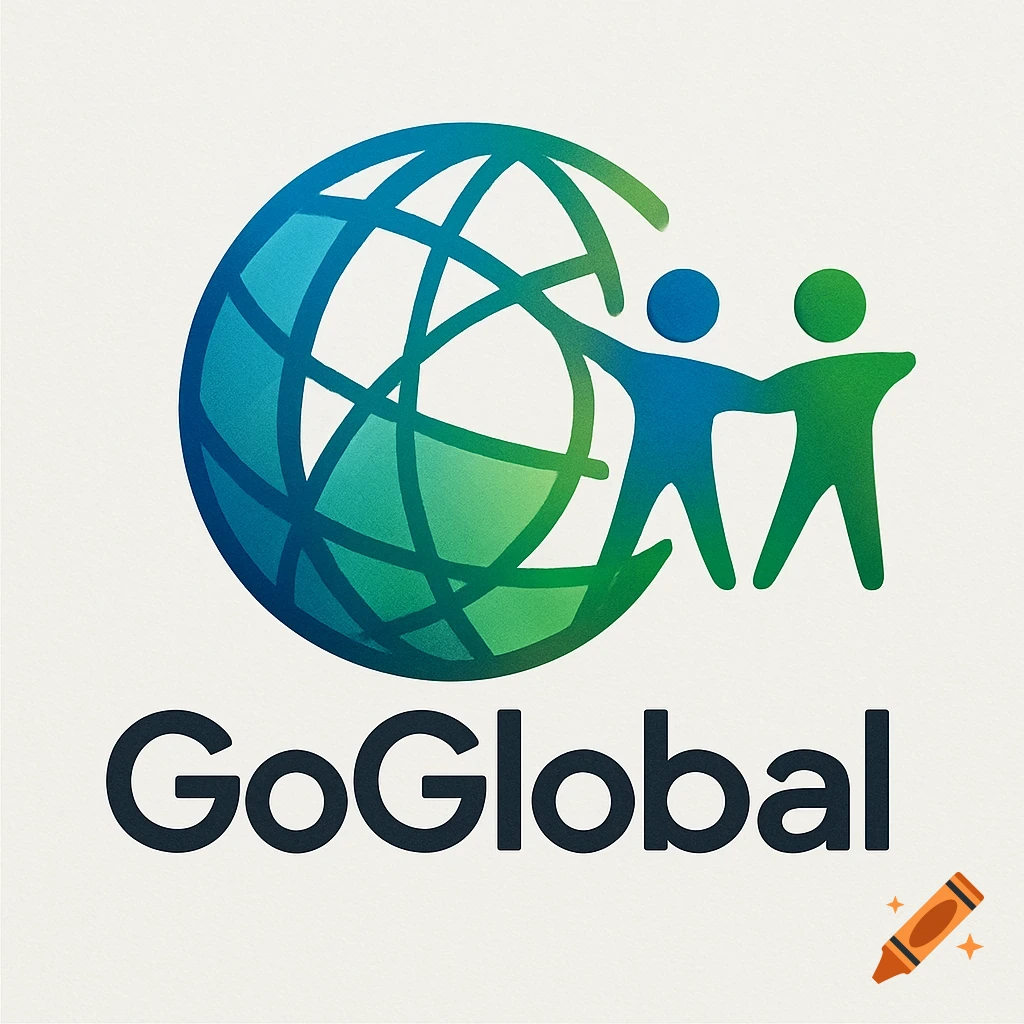 Logo featuring a blue and green globe with two stylized human figures and the text 'GoGlobal'.