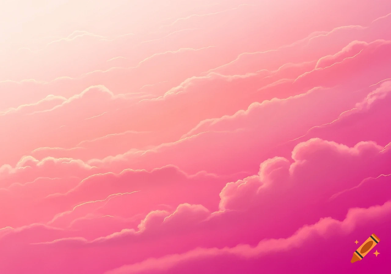 Fluffy clouds in a gradient sky transitioning from light pink to vibrant magenta.