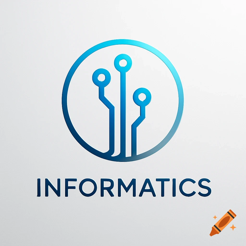 Blue circuit board icon within a circle above the word INFORMATICS on a white background.