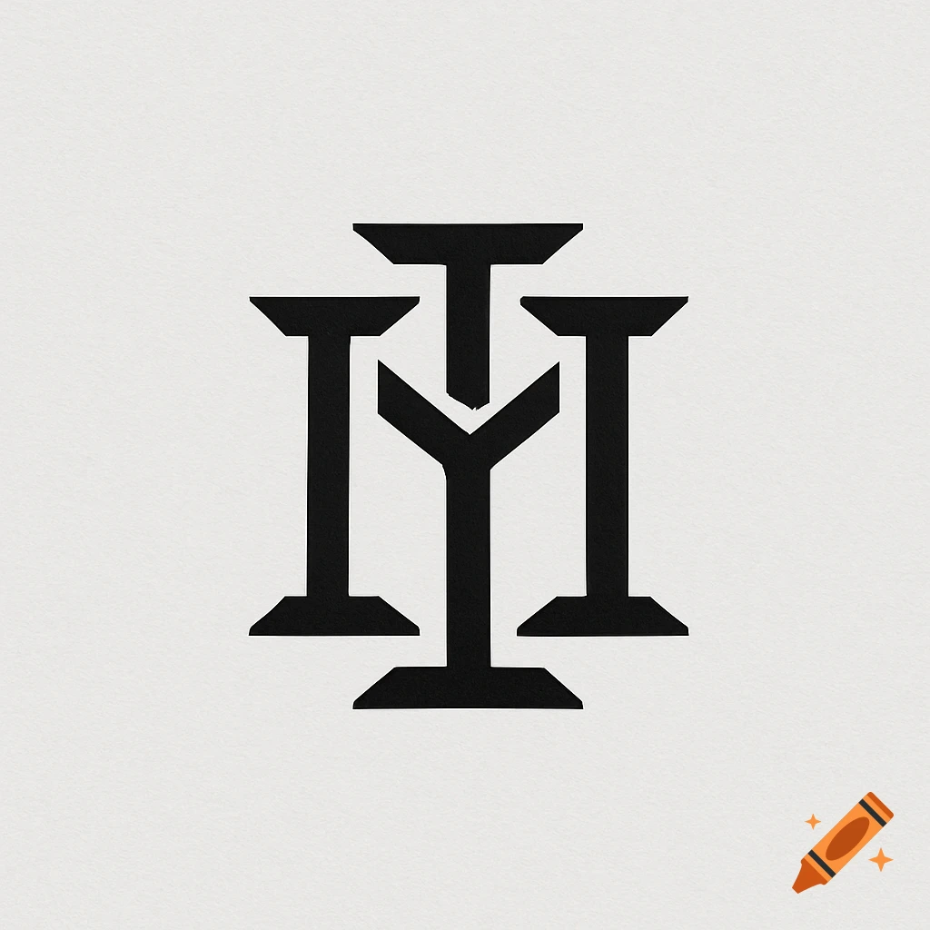 A minimalist black monogram logo on a textured white background, featuring three stylized, geometric 'I' letters combined to form a single emblem.