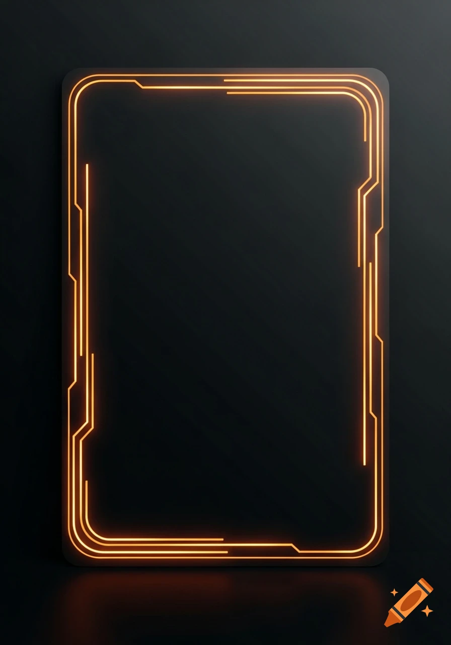 A black template with glowing orange LED-style lines forming a rectangular border.