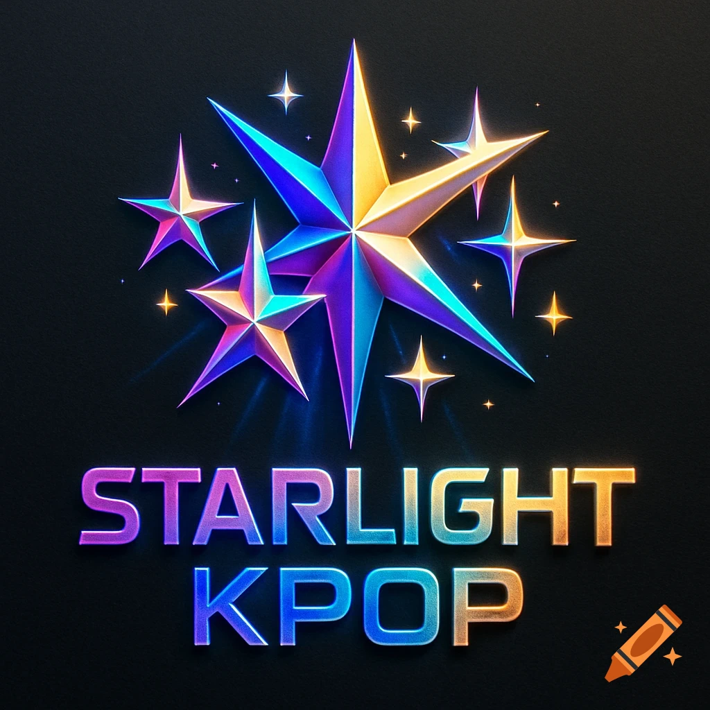 A vibrant logo featuring multiple glowing stars above the text 'STARLIGHT KPOP' on a dark background.