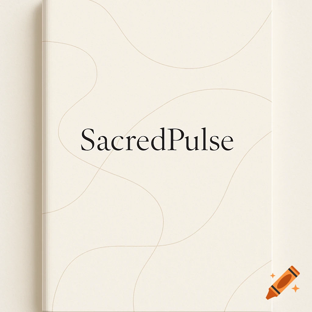 Minimalist book cover with cream background, subtle abstract lines, and the title 'SacredPulse' in an elegant font.