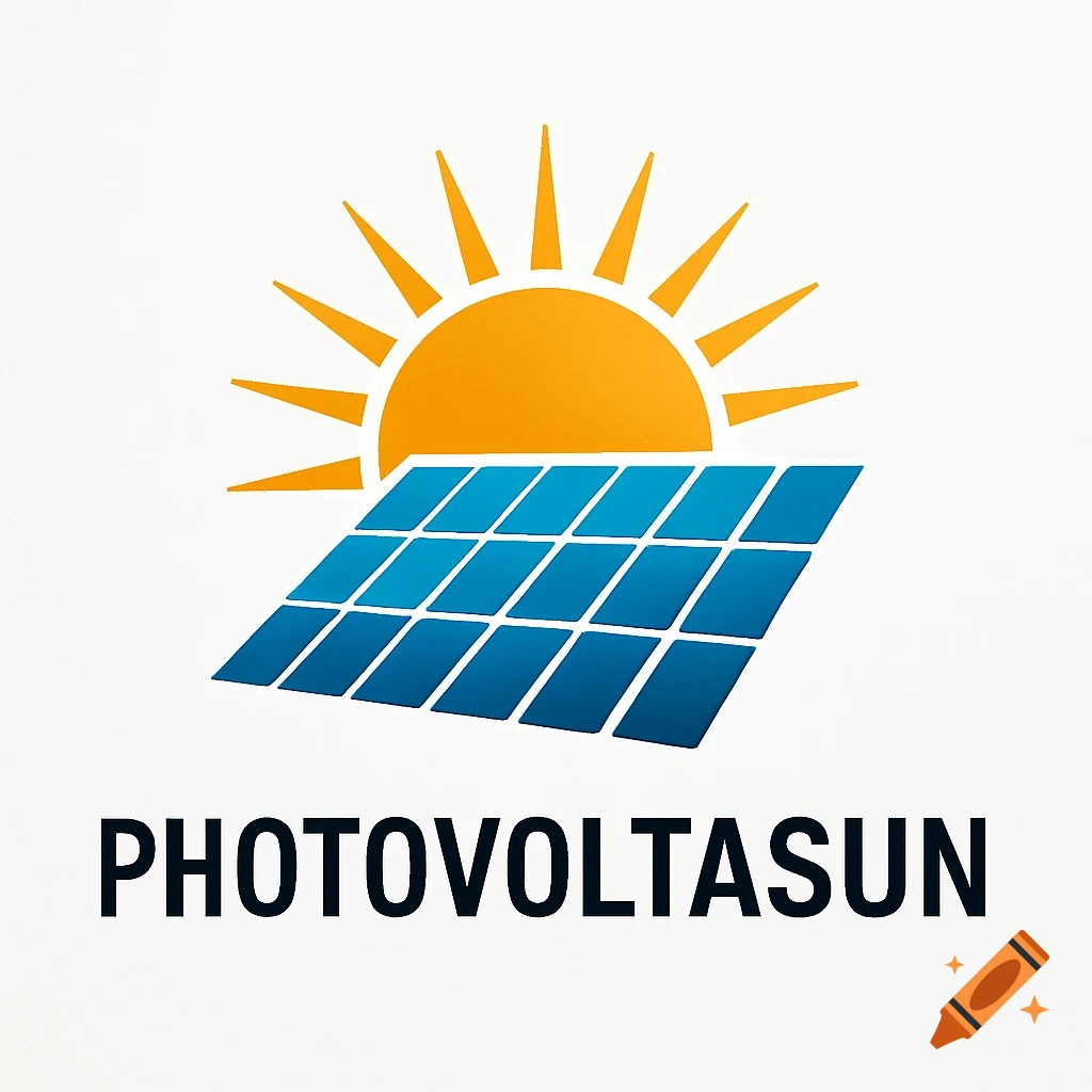 A logo featuring an orange sun above a blue solar panel, with the word 'PHOTOVOLTASUN' below.