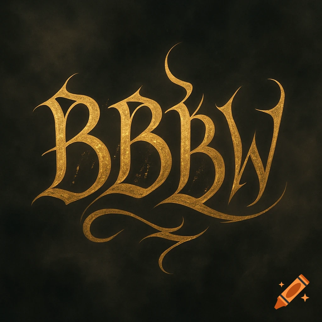 Golden stylized 'BBBW' letters form an ornate, oriental-style band logo on a hazy dark background.