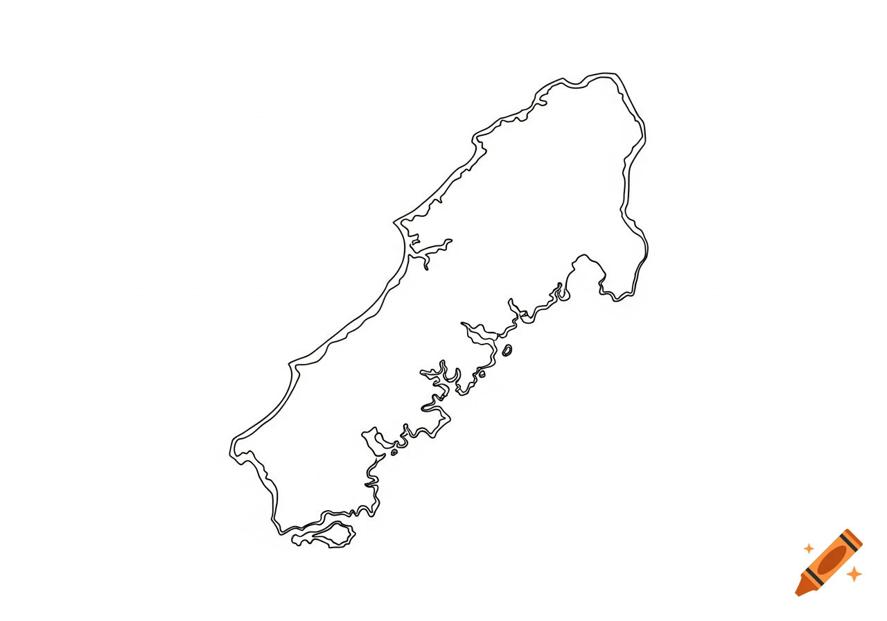 A black outline map of Noirmoutier island on a white background.