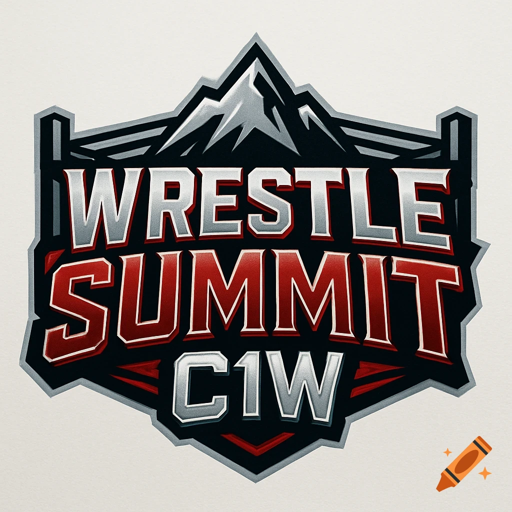 A stylized logo for 'WRESTLE SUMMIT C1W' with a mountain peak design, in red, silver, and black.