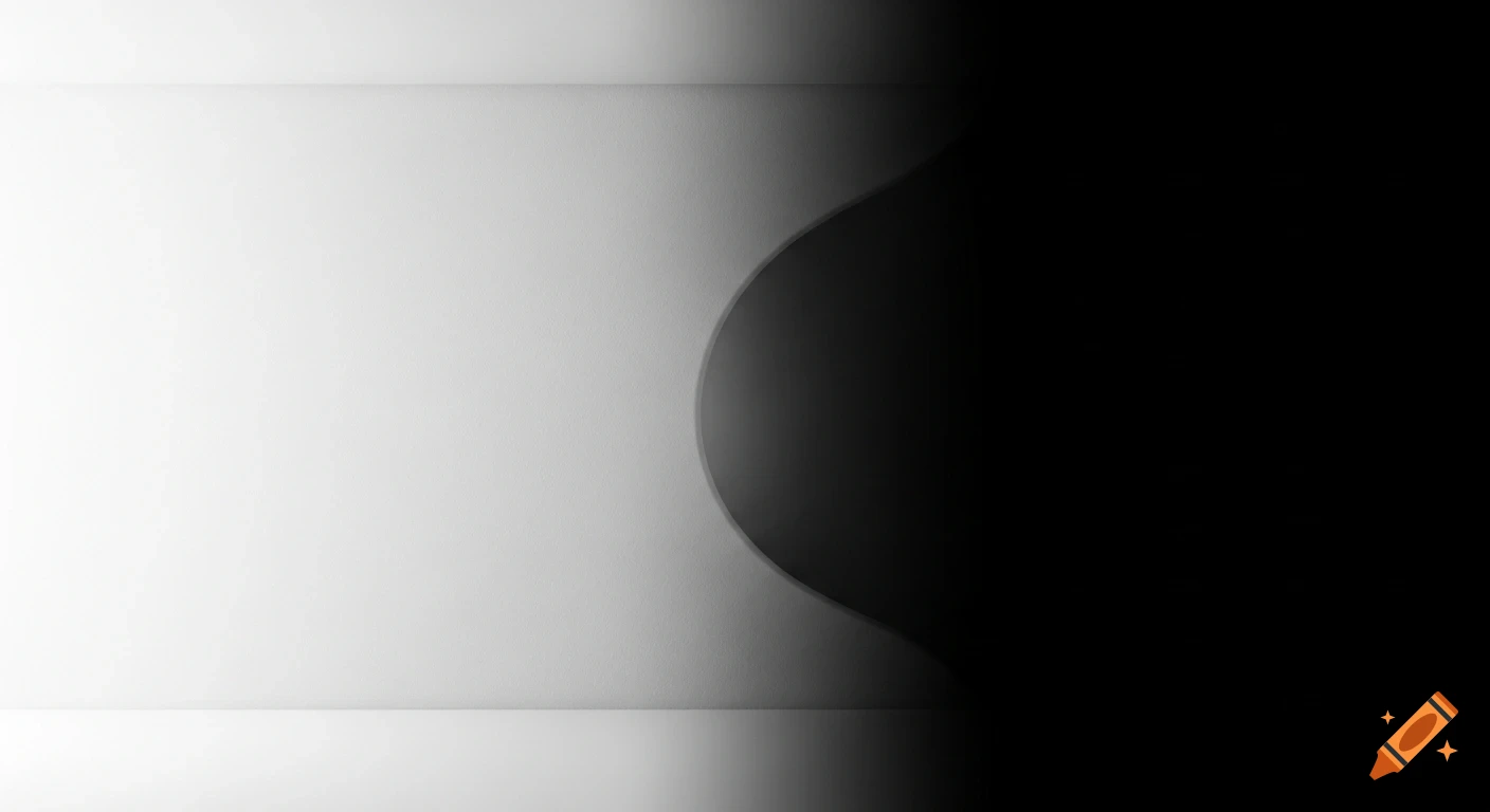 A minimalist abstract background divided by a soft, undulating curve, with a bright white area on the left and a dark black area on the right.