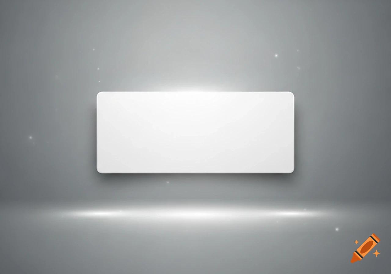 A white blank rectangle with rounded corners on a gradient gray background with light effects.