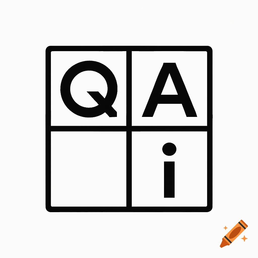 Black and white logo with a 2x2 grid of squares. The top-left square has 'Q', top-right 'A', bottom-left is empty, and bottom-right has 'i'.